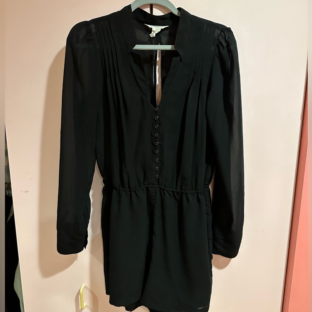 Long sleeve sheer romper - BCBG black